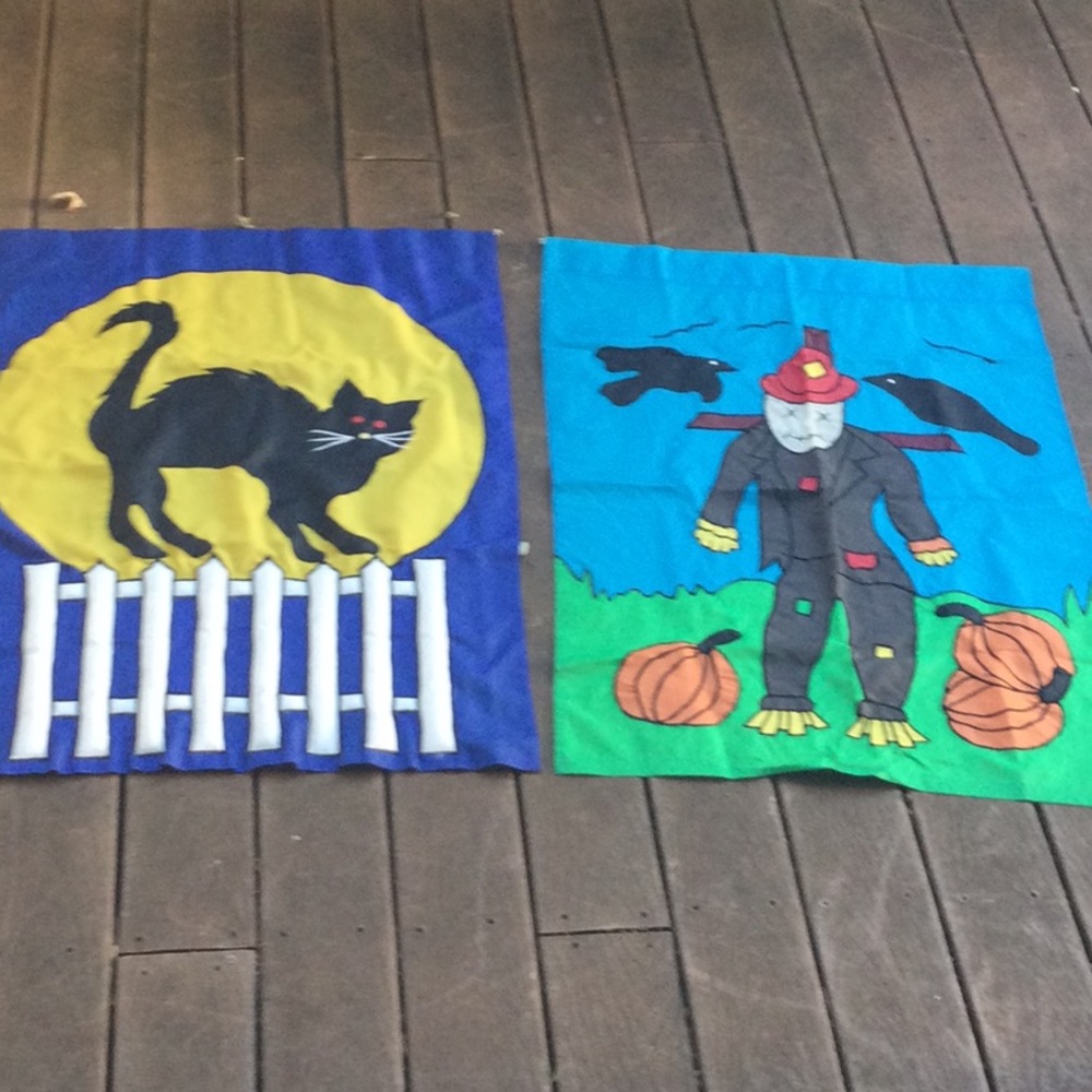 Halloween/autumn outdoor flags; set of 2